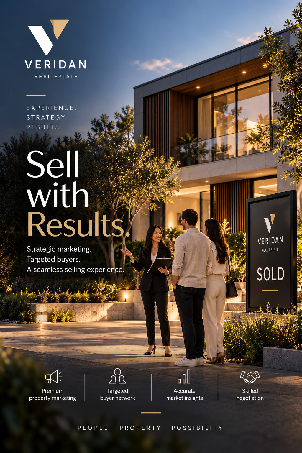 Veridan campaign poster: Sell with Results