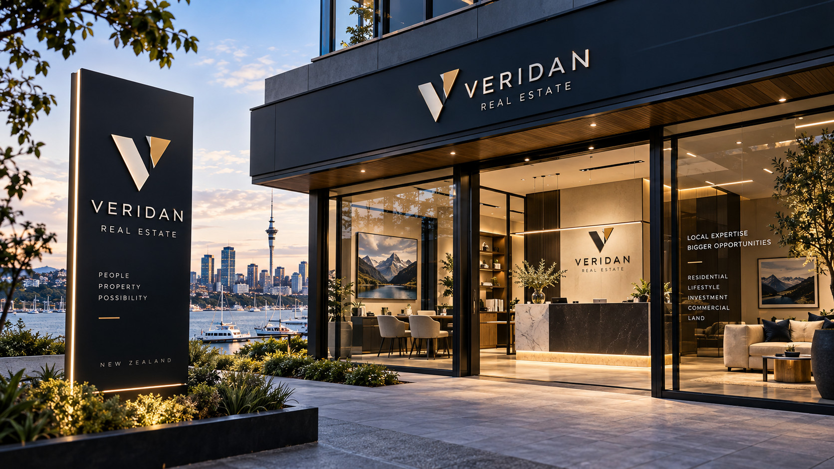 Veridan Real Estate office and sign in Auckland